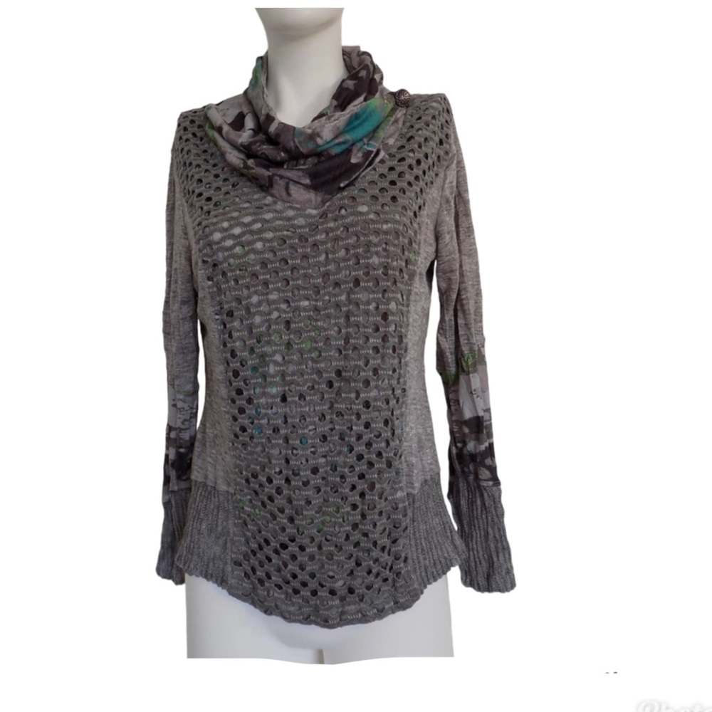 Cativa lightweight sweater knit top pullover cowl neck womens size Large